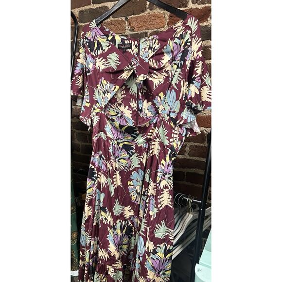 Trashy Diva SZ-18/XL MAI TIE DRESS - BORDEAUX FERNS-CANDICE GWINNETT - Picture 6 of 7